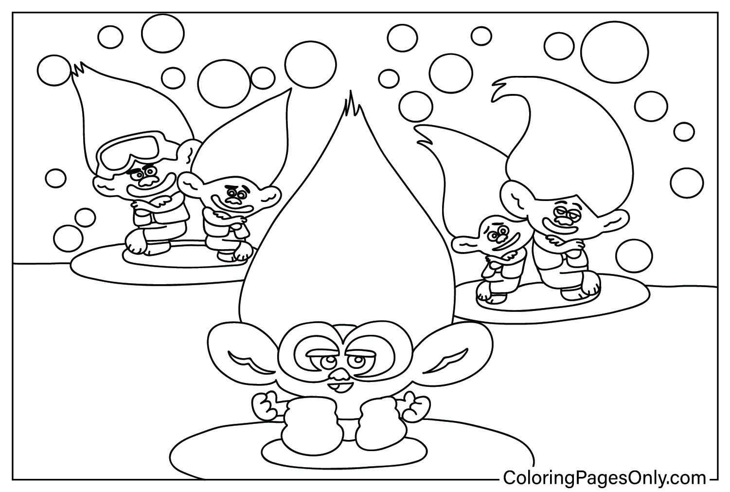 Plansa de colorat cu Trolls Band Together 11 3